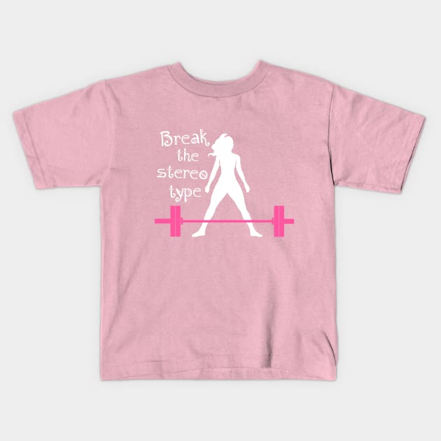 fitness girl, gym girl, fitness, weightlifting girl Kids T-Shirt by TimAddisonArt